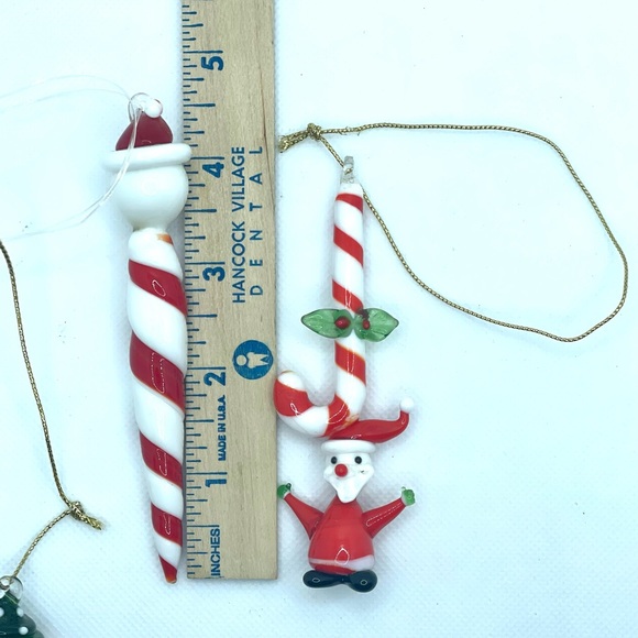 Set of 3 Glass Ornaments. Candy Cane Themed with Characters. - Picture 5 of 5
